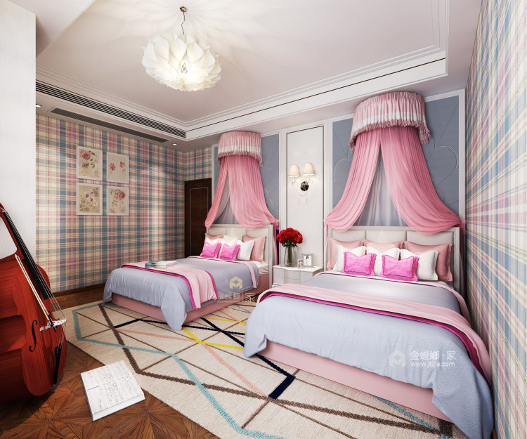 560平托斯卡纳新中式风格-卧室效果图及设计说明