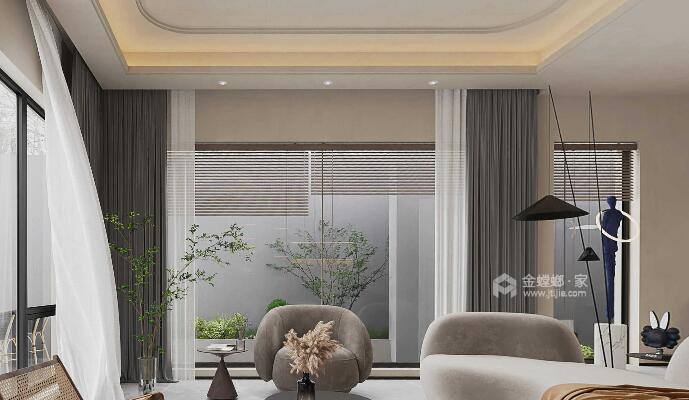 300平北园府现代风格-简洁安静中融入质朴的�骷琶�-客厅效果图及设计说明