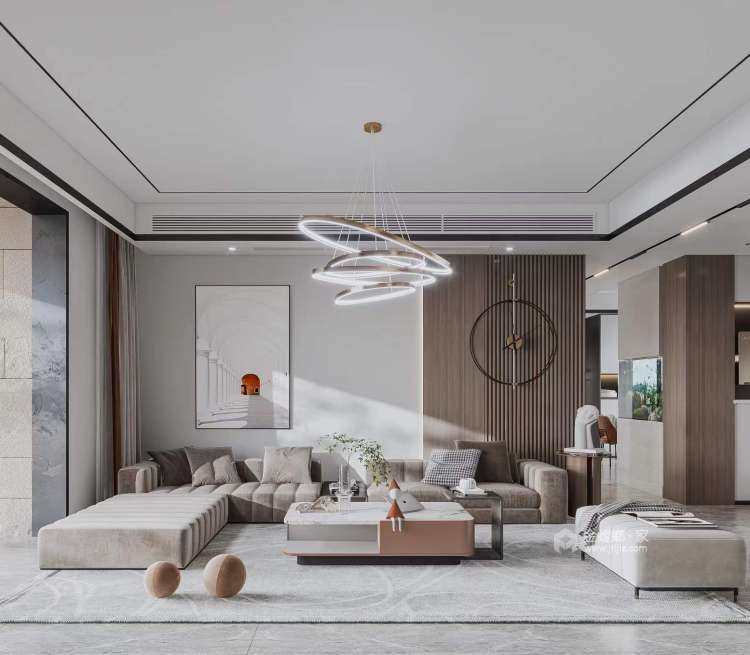 155平东辰二号现代风格-客厅效果图及设计说明