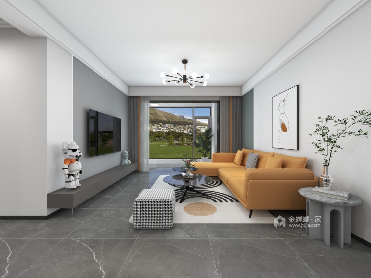 120平翡翠湾现代风格-客厅效果图及设计说明