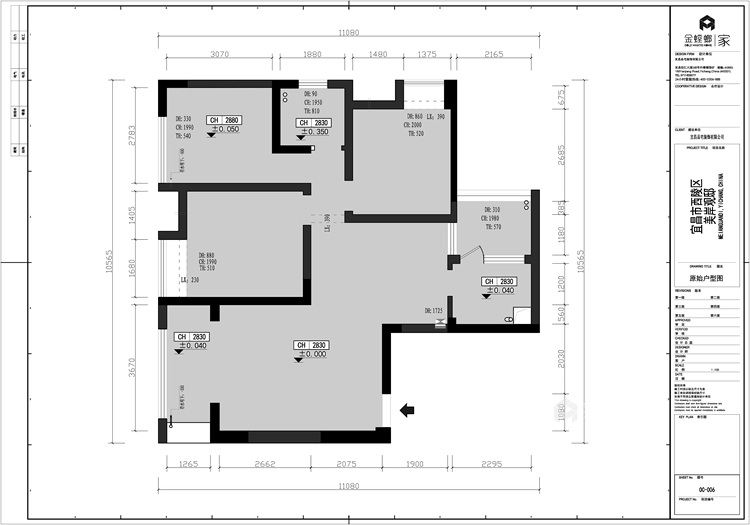 93平美岸观邸现代风格-业主需求&原始结构图