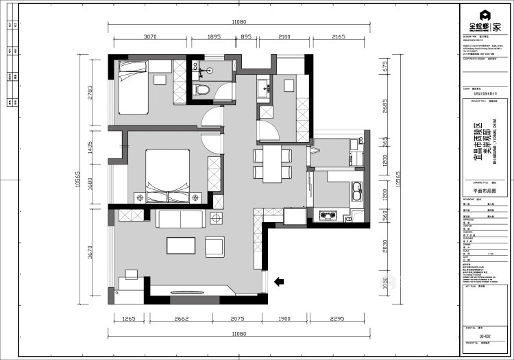 93平美岸观邸现代风格-平面设计图及设计说明