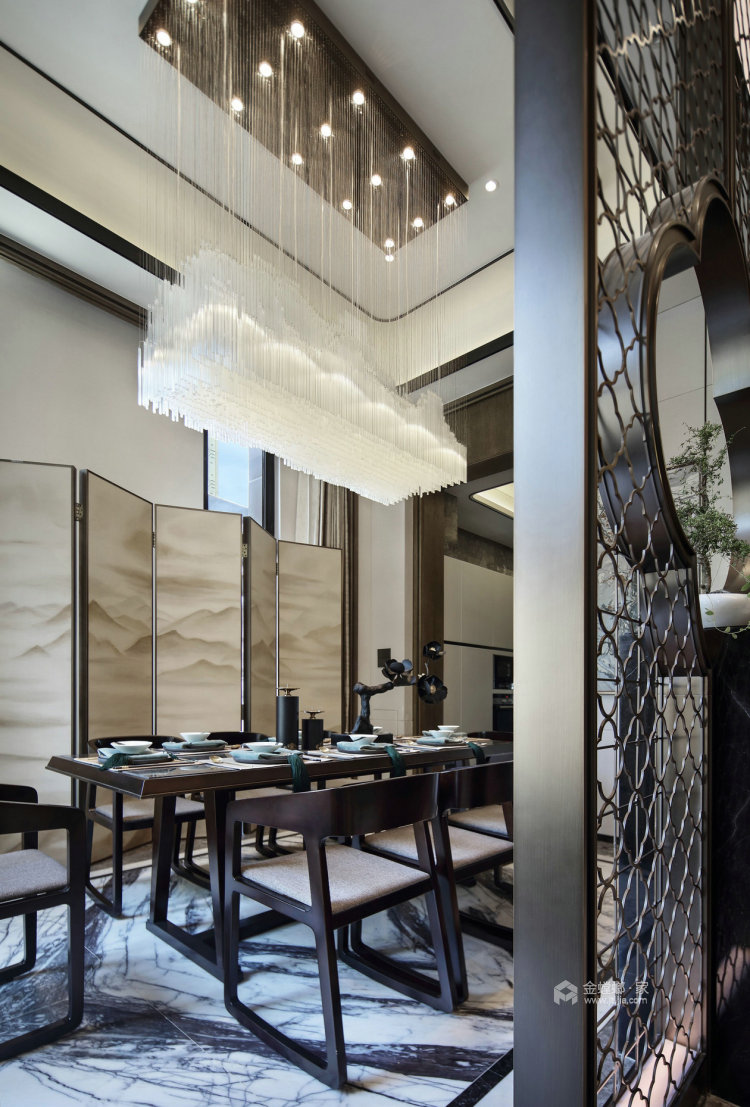 500平龙光御海天禧新中式风格-餐厅效果图及设计说明