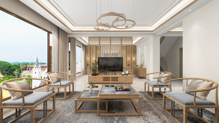 360平鑫康园新中式风格-客厅效果图及设计说明