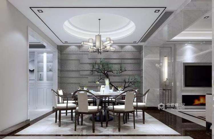 175平旭辉壹号院现代风格-一家人住在一起的房子-餐厅效果图及设计说明