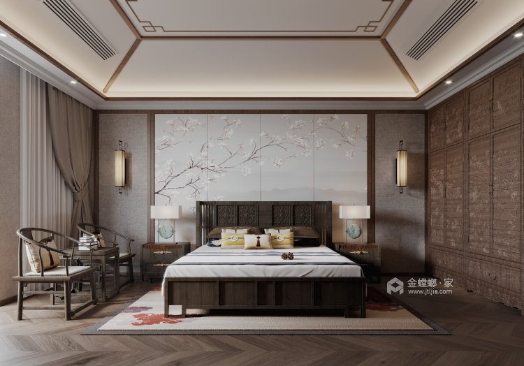 1000平仁恒观棠新中式风格-卧室效果图及设计说明
