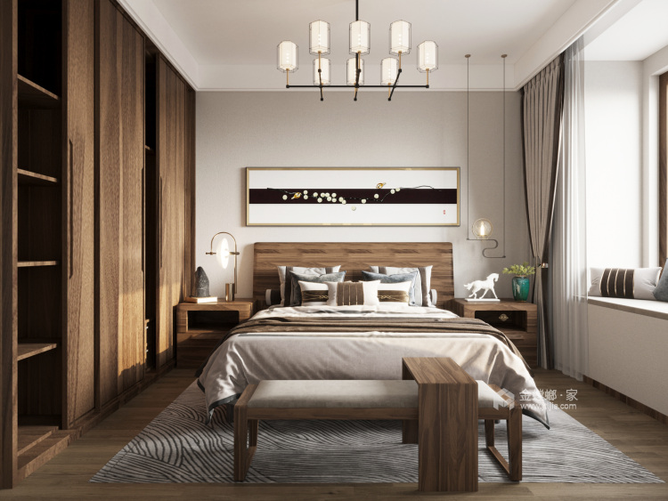 127平中海阅麓山新中式风格-卧室效果图及设计说明