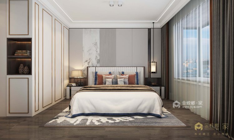 135平山投沿湖城新中式风格-卧室效果图及设计说明