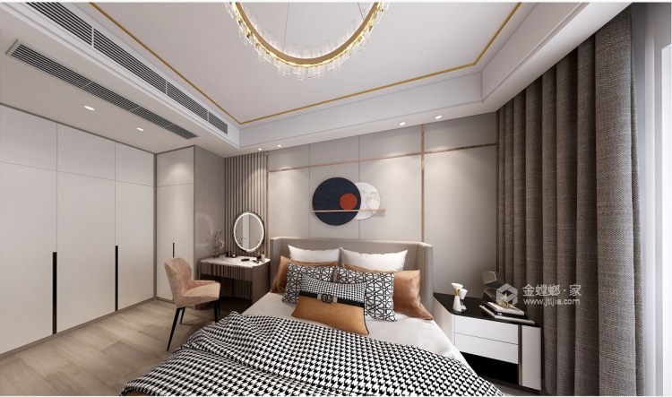 140平五星星韵城现代风格-清晨时光-卧室效果图及设计说明