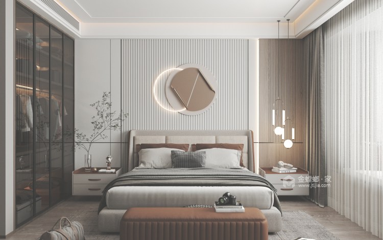 148平桃李东方现代风格-卧室效果图及设计说明