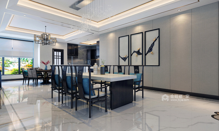 260平摩天石新中式风格-客厅效果图及设计说明