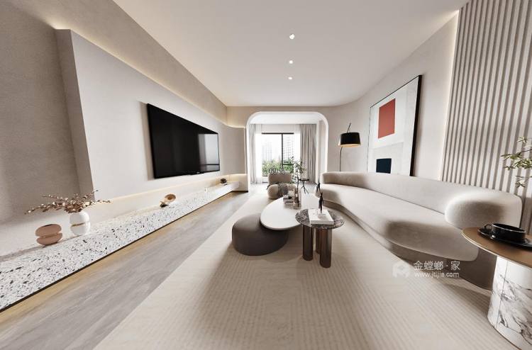 120平滨河湾现代风格-客厅效果图及设计说明