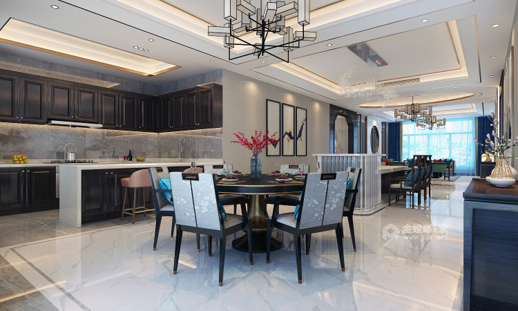 260平摩天石新中式风格-餐厅效果图及设计说明