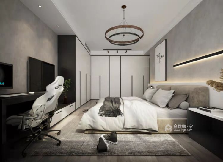 100平翡翠现代风格-卧室效果图及设计说明
