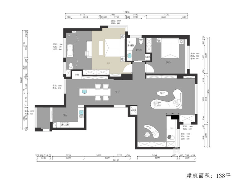 138平兆京誉城现代风格-平面设计图及设计说明