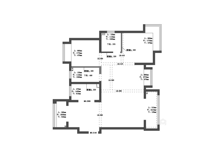 121平紫云家园法式风格-业主需求&原始结构图