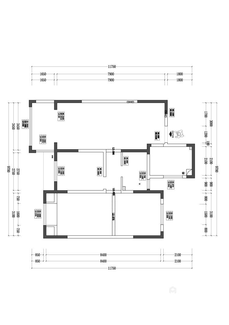 114平华新御园现代风格-温暖的黑白灰-业主需求&原始结构图