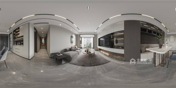 114平华新御园现代风格-温暖的黑白灰-客厅效果图及设计说明