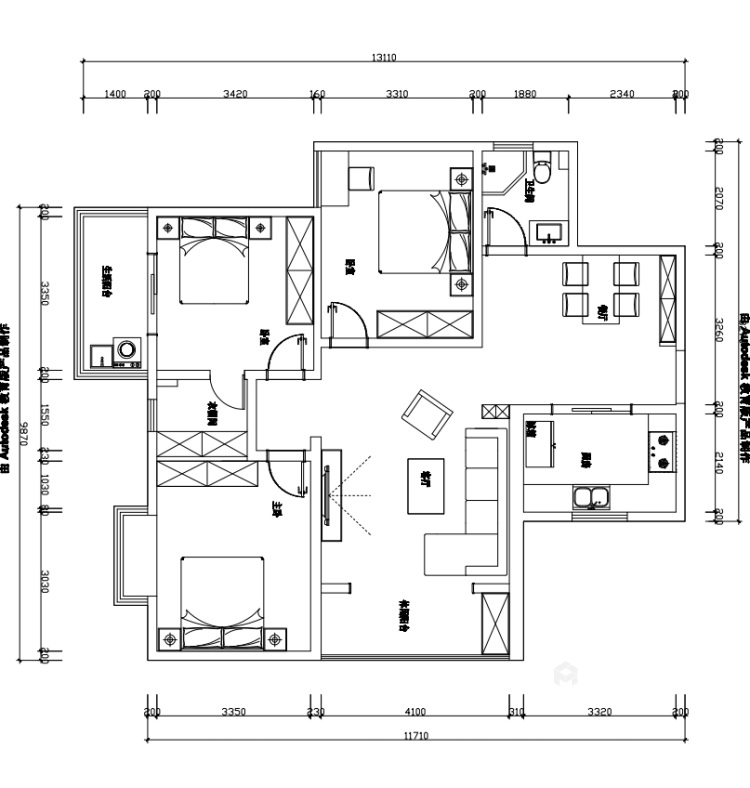 118平雲龙公寓现代风格-平面设计图及设计说明