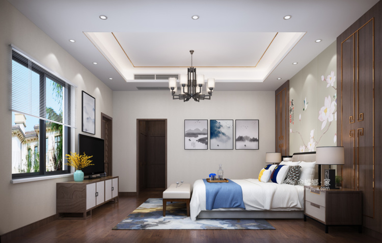 350平独墅湾新中式风格-卧室效果图及设计说明