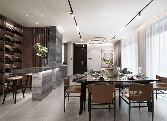 375平保利和光景樾别墅现代风格-大宅-邂逅现代简约-餐厅效果图及设计说明
