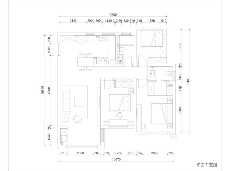 125平景范康城现代风格-平面设计图及设计说明