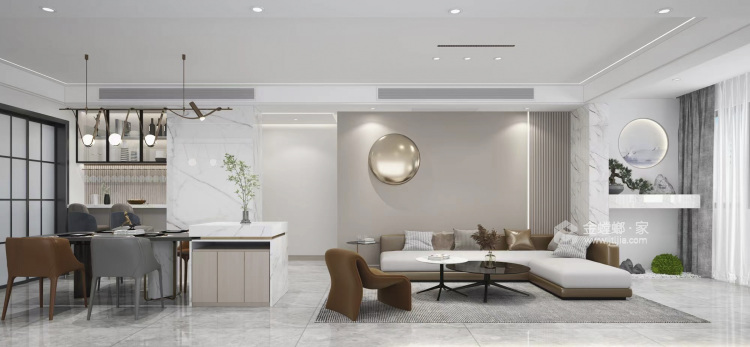 125平枫丹壹號现代风格-客厅效果图及设计说明