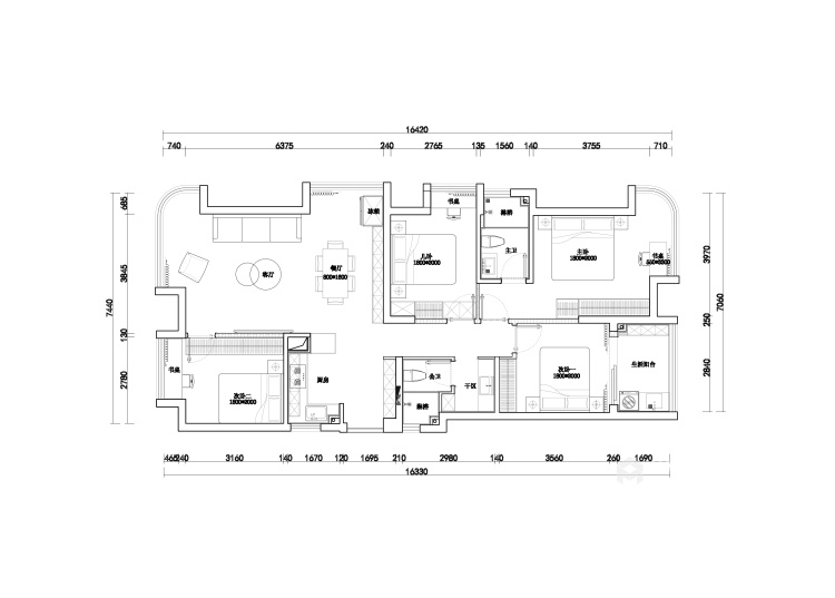 120平城投广场现代风格-平面设计图及设计说明