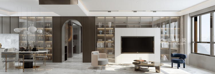 163平东观天下现代风格-雅静舒适-客厅效果图及设计说明