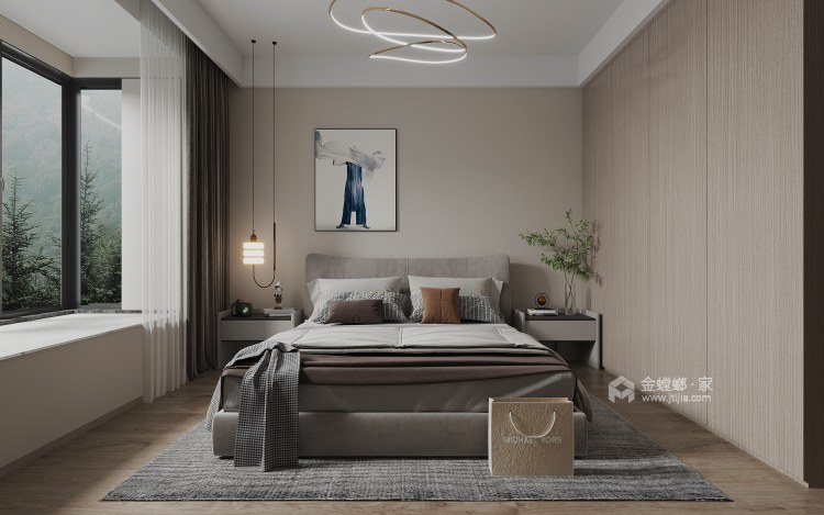 127平通银天璟现代风格-卧室效果图及设计说明