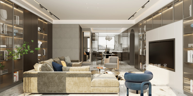 163平东观天下现代风格-雅静舒适-客厅效果图及设计说明