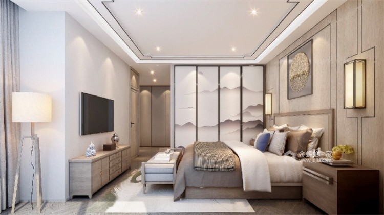 110平欧陆经典中式风格-寻山水间之隐居-卧室效果图及设计说明