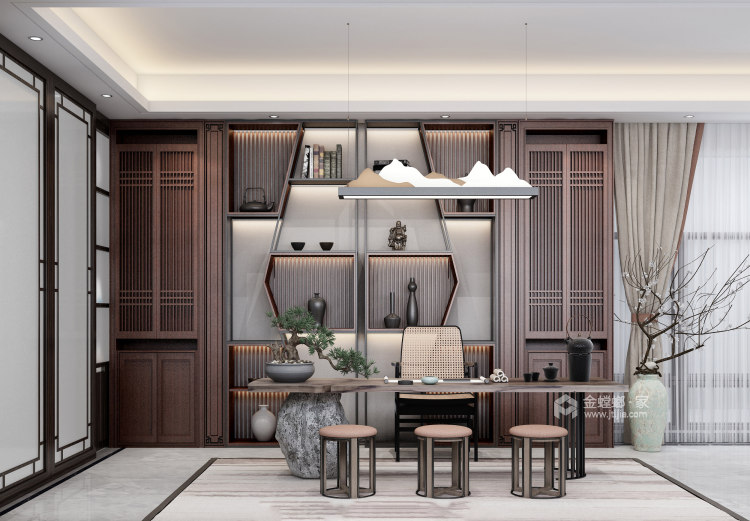 280平凤岭山语城新中式风格-卧室效果图及设计说明