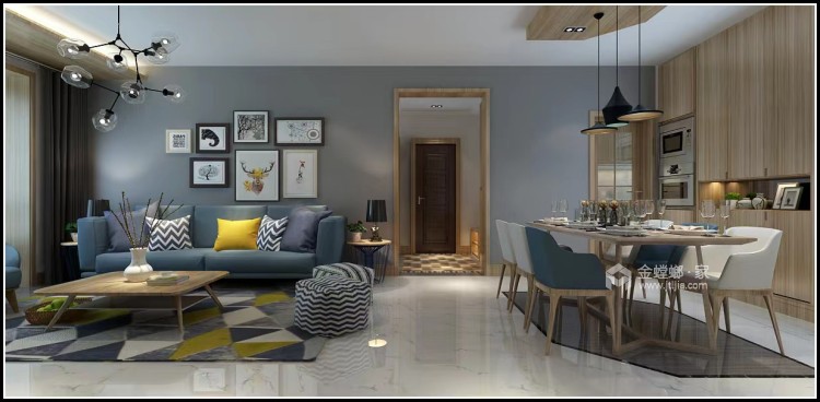 130平龙瑞苑现代风格-客厅效果图及设计说明