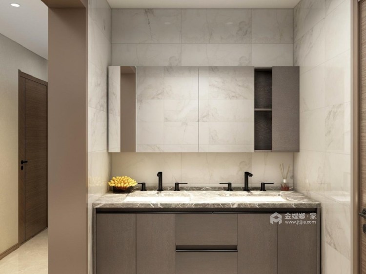 125平保利鑫城现代风格-有温度的现代简约，舒适又撩人-卫生间