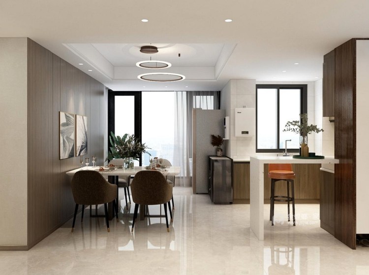 125平保利鑫城现代风格-有温度的现代简约，舒适又撩人-餐厅效果图及设计说明