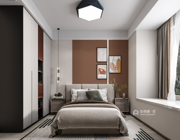 95平国风云樾现代风格-卧室效果图及设计说明