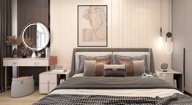 384平荣御蓝湾现代风格-卧室效果图及设计说明