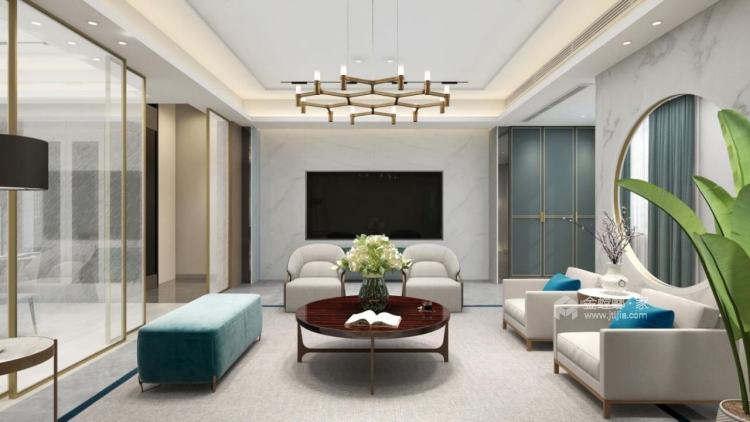 480平云龙湖悦府现代风格-客厅效果图及设计说明