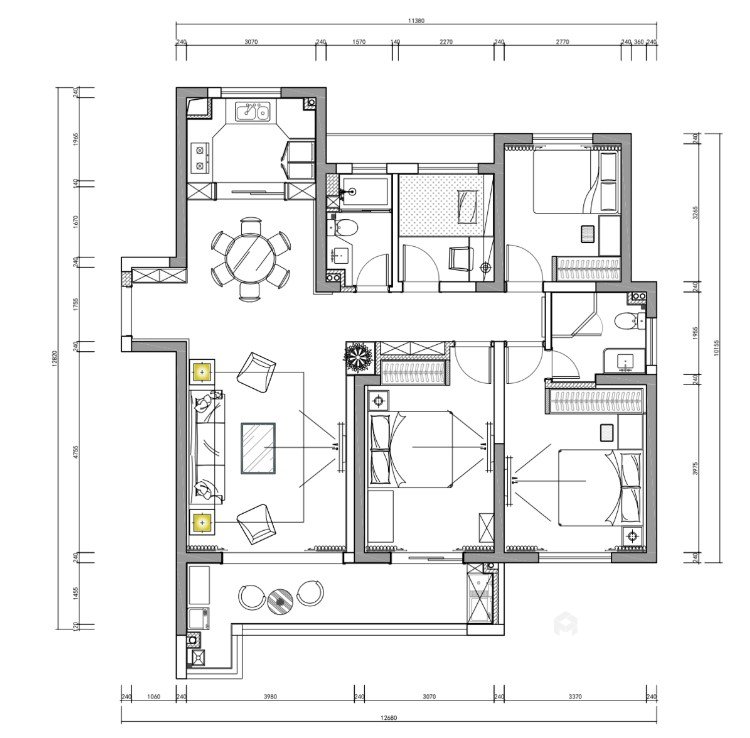 145平凤凰三居苑现代风格-平面设计图及设计说明