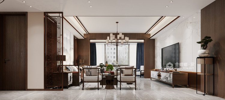 226平鸿文雅苑新中式风格-客厅效果图及设计说明