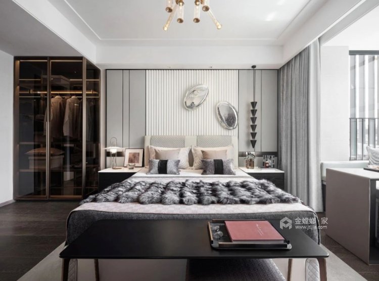 145平金通玫瑰园现代风格-卧室效果图及设计说明