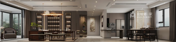 210平大公馆新中式风格-客厅效果图及设计说明