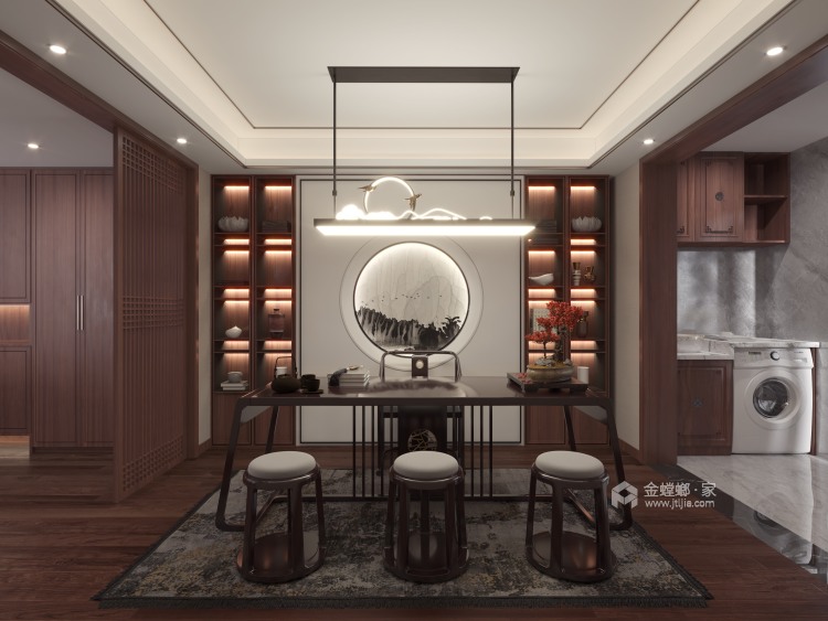 140平文昌府新中式风格-客厅效果图及设计说明