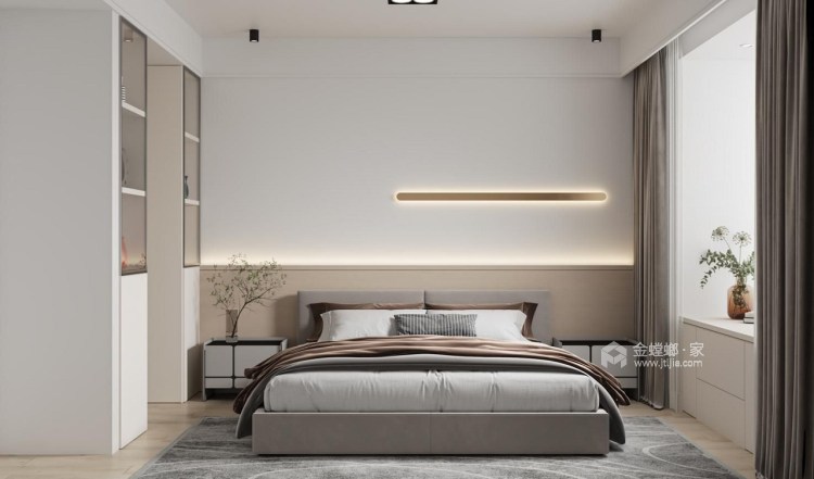 110平绿地理想城现代风格-卧室效果图及设计说明