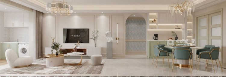 143平中海铂悦府法式风格-日光微澜-客厅效果图及设计说明