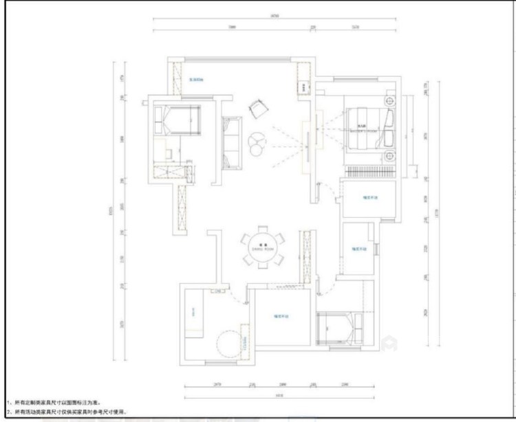 143平中海铂悦府法式风格-日光微澜-平面设计图及设计说明