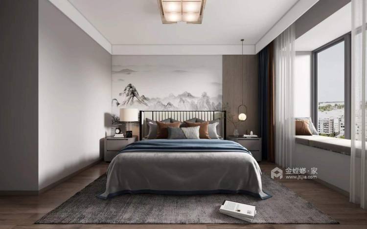 137平孔雀城新中式风格-卧室效果图及设计说明