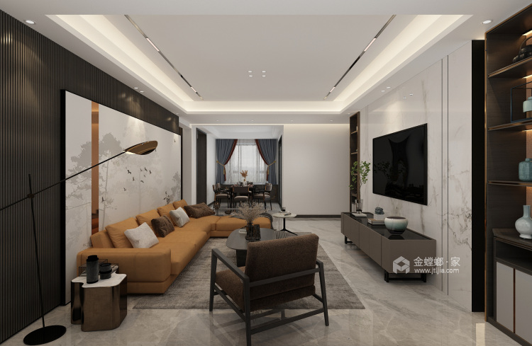 150平丽景国际新中式风格-客厅效果图及设计说明