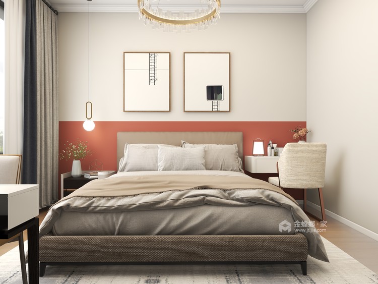120平中南樾府现代风格-卧室效果图及设计说明